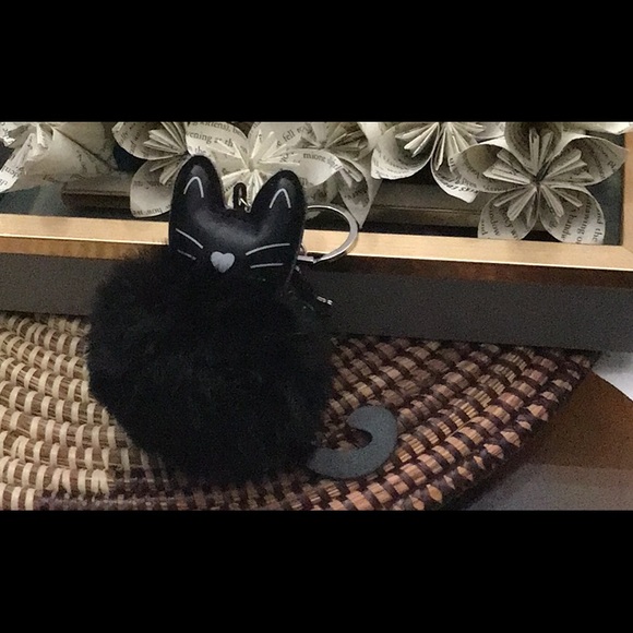 Accessories - Black Kitty Cat Puff Keychain / Purse Charm